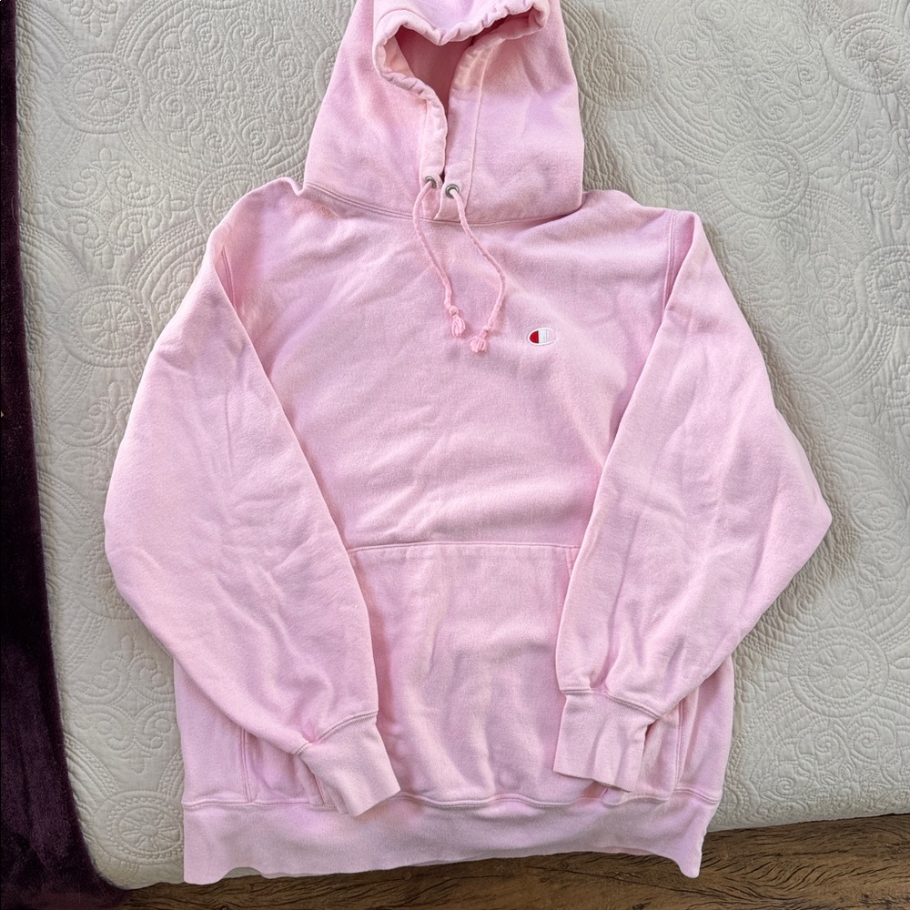 Champion Reverse Weave Pink Pullover Hoodie Men’s L Women’s XL C Logo - Picture 2 of 9